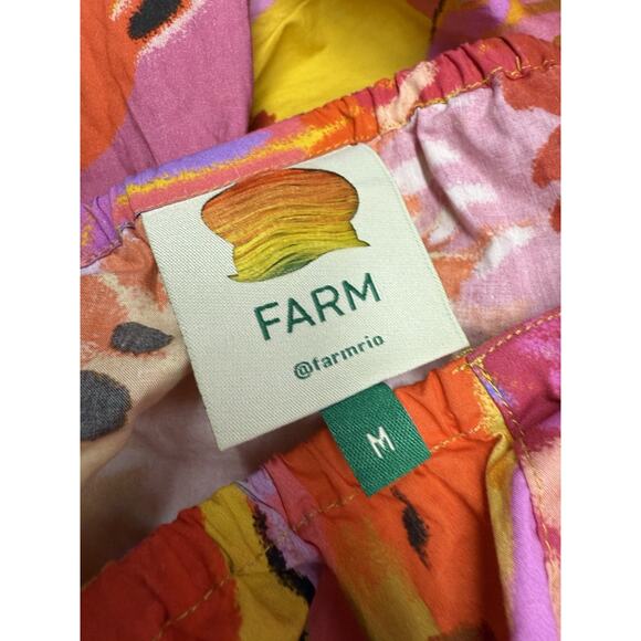 FARM RIO Neon Macaws Puff Sleeve Maxi Dress M Yellow Parrot Print Cotton Belted - Picture 11 of 12